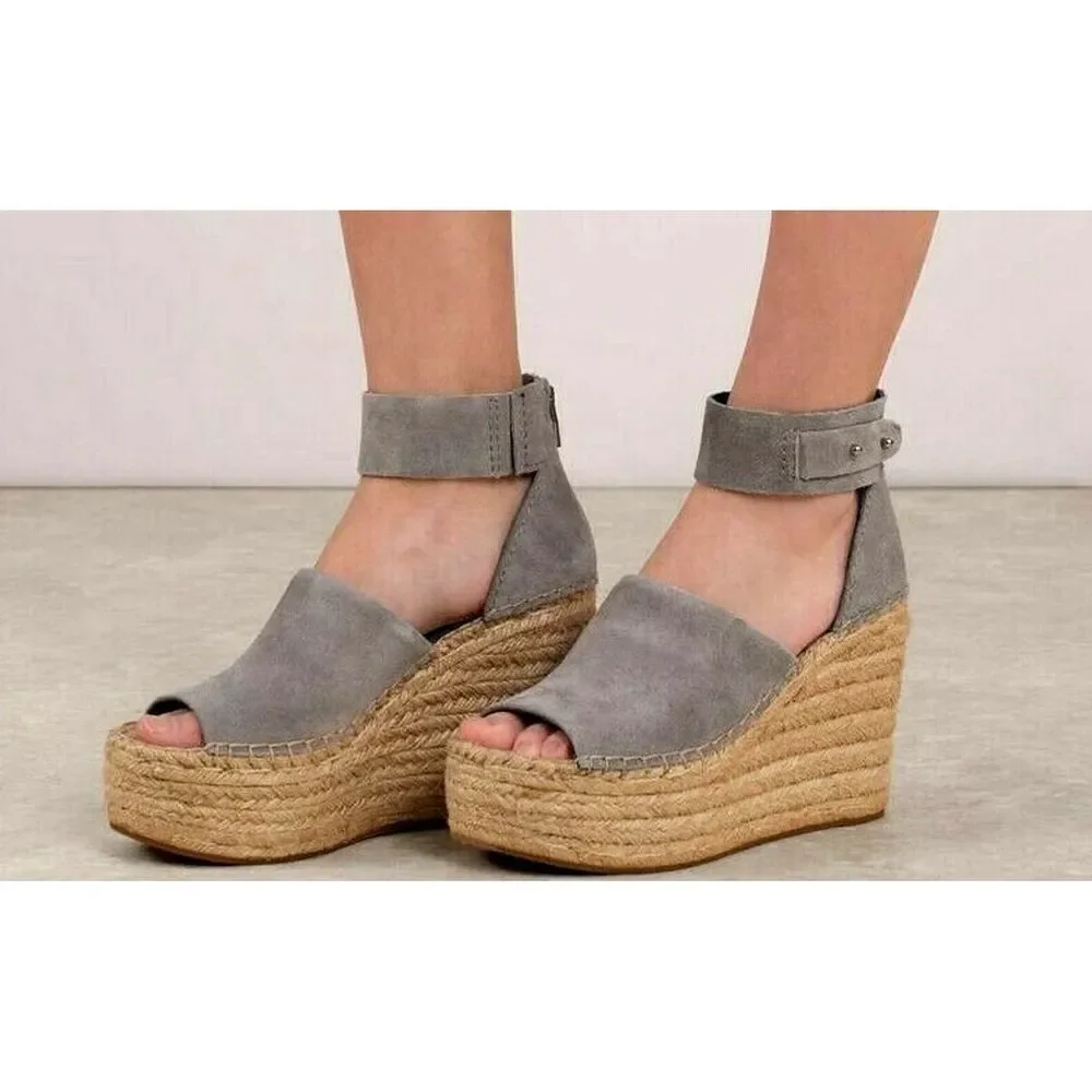 Dolce Vita Espadrille Sandals Gray Suede Platform
